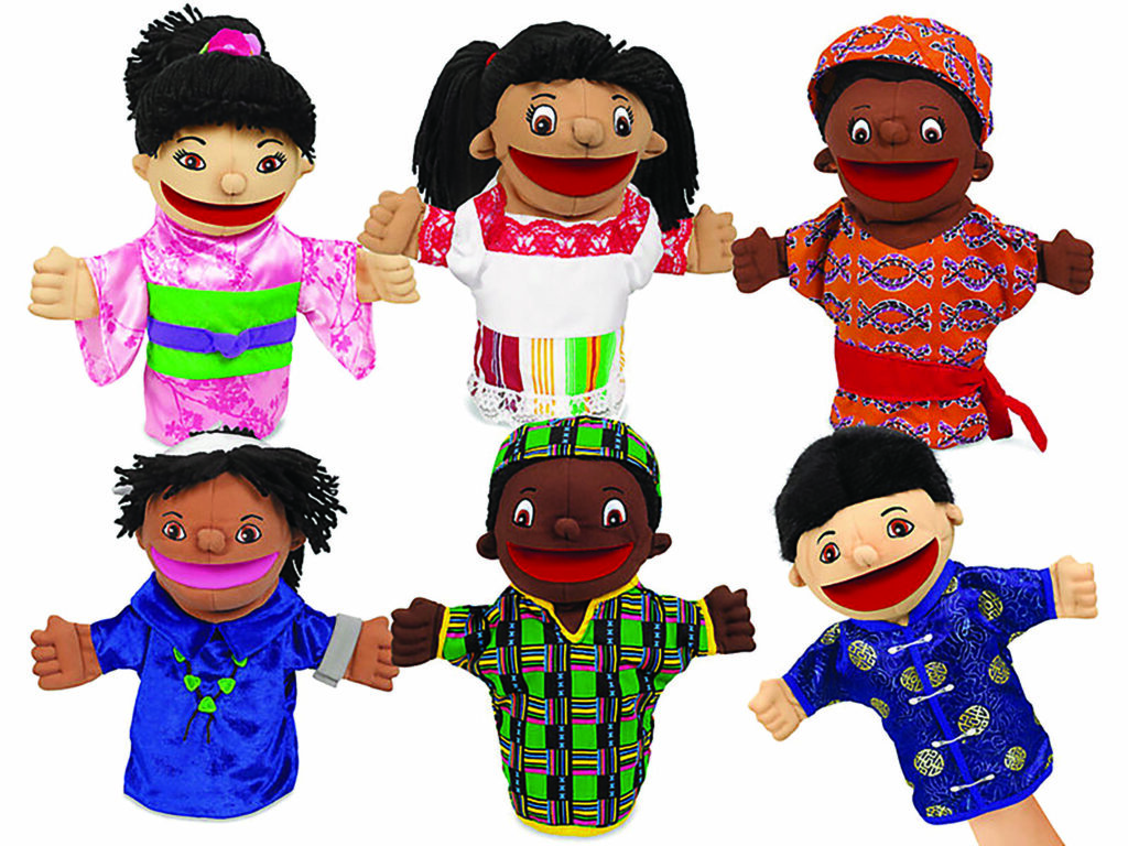 TKP227, Titeres para usar en la mano de 6 titeres con diferentes etnias, Titeres De Guante - Set De Etnias Colombianas